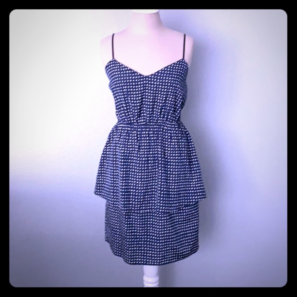 Navy Blue & White Dot Peplum Sundress Size Medium
